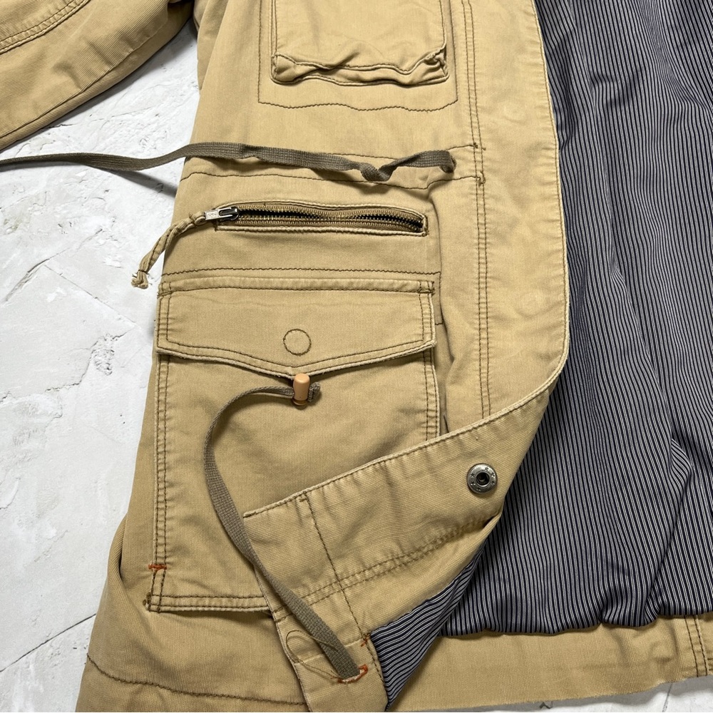 Khaki Tan Utility Cargo Field Jacket Size Medium G1 Basic Goods - Picture 15 of 15